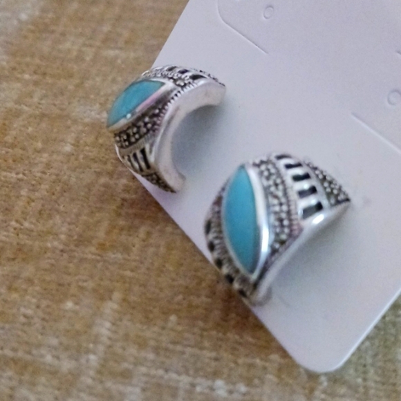 925 Sterling Silver Turquoise Earrings - Picture 10 of 11